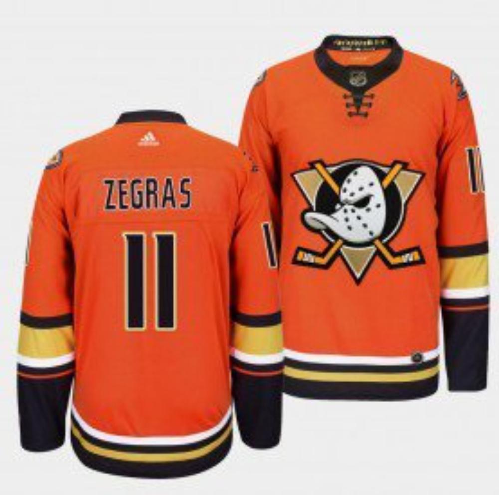 Mens Anaheim Ducks 11 Trevor Zegras Hockey Jersey Orange All Stitched