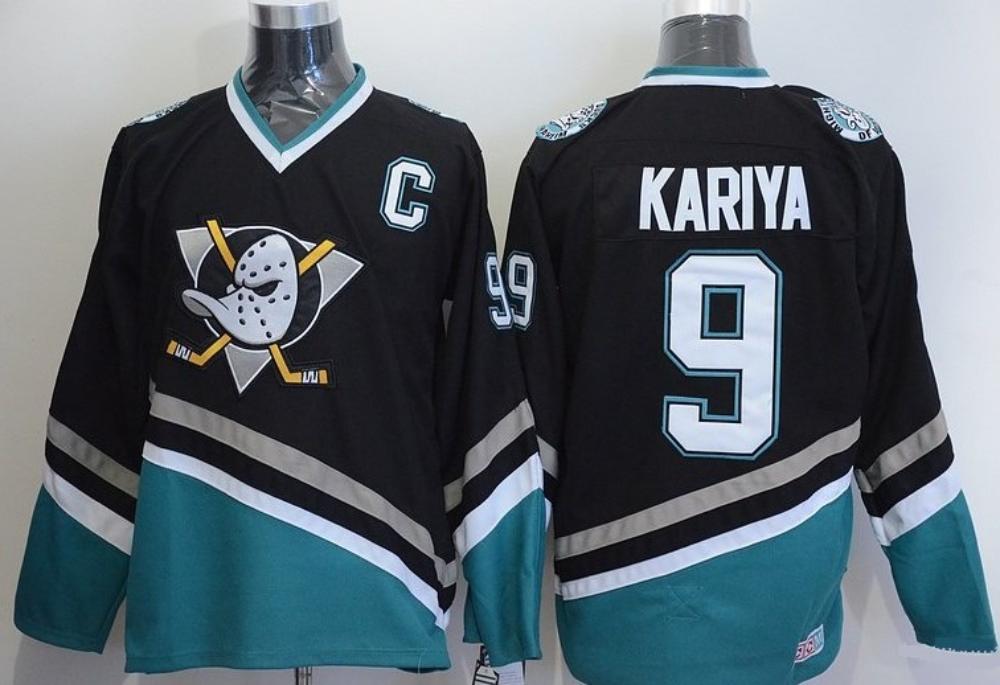 Mens Anaheim Ducks 9 Paul Kariya Ice Hockey Jerseys