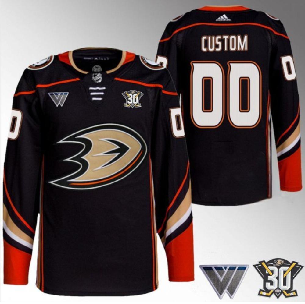 Mens Anaheim Ducks Custom Black 30th Anniversary Stitched Hockey Jersey