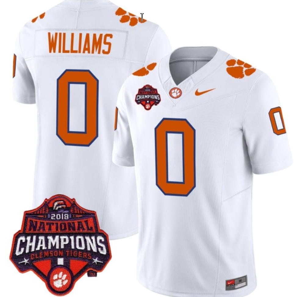 Mens Antonio Williams Jersey 0 Clemson Tigers Limited Champions Patch White