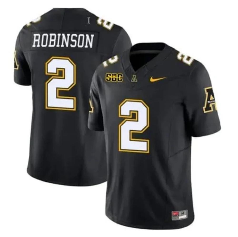 Mens Appalachian State Mountaineers Kaedin Robinson Jersey 2 Football Black
