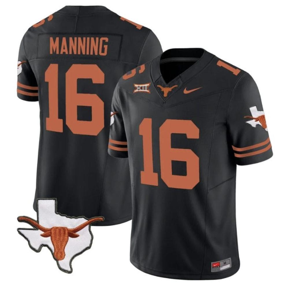Mens Arch Manning Jersey 16 Texas Longhorn Collegeblack