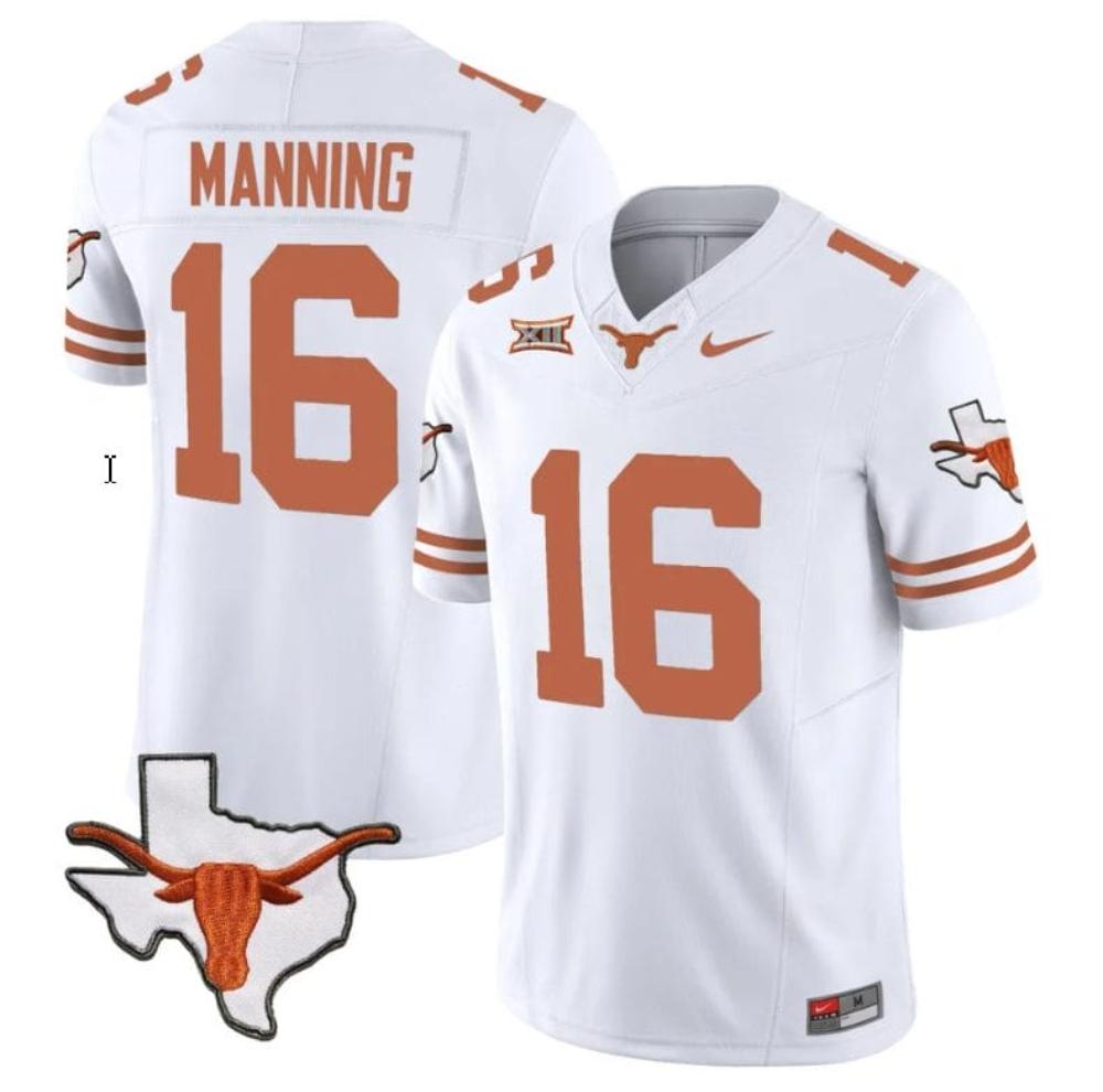Mens Arch Manning Jersey 16 Texas Longhorn Vapor Limited College White