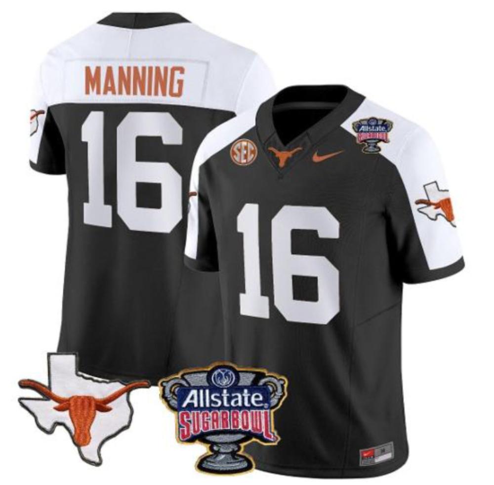 Mens Arch Manning Jersey 16 Texas Longhorns Football Black Alternate
