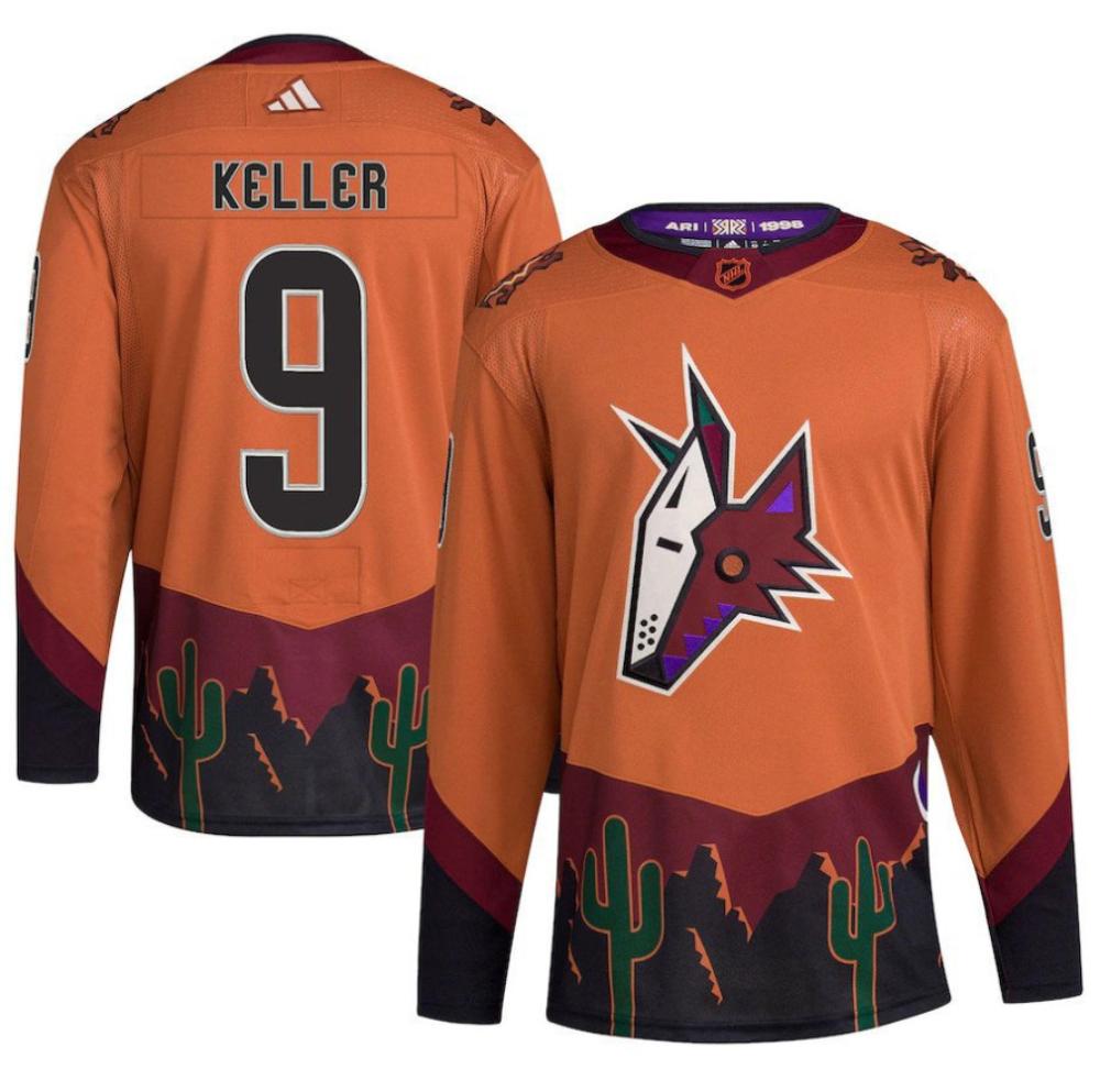Mens Arizona Coyotes 9 Clayton Keller Hockey Jersey Orange Stitched