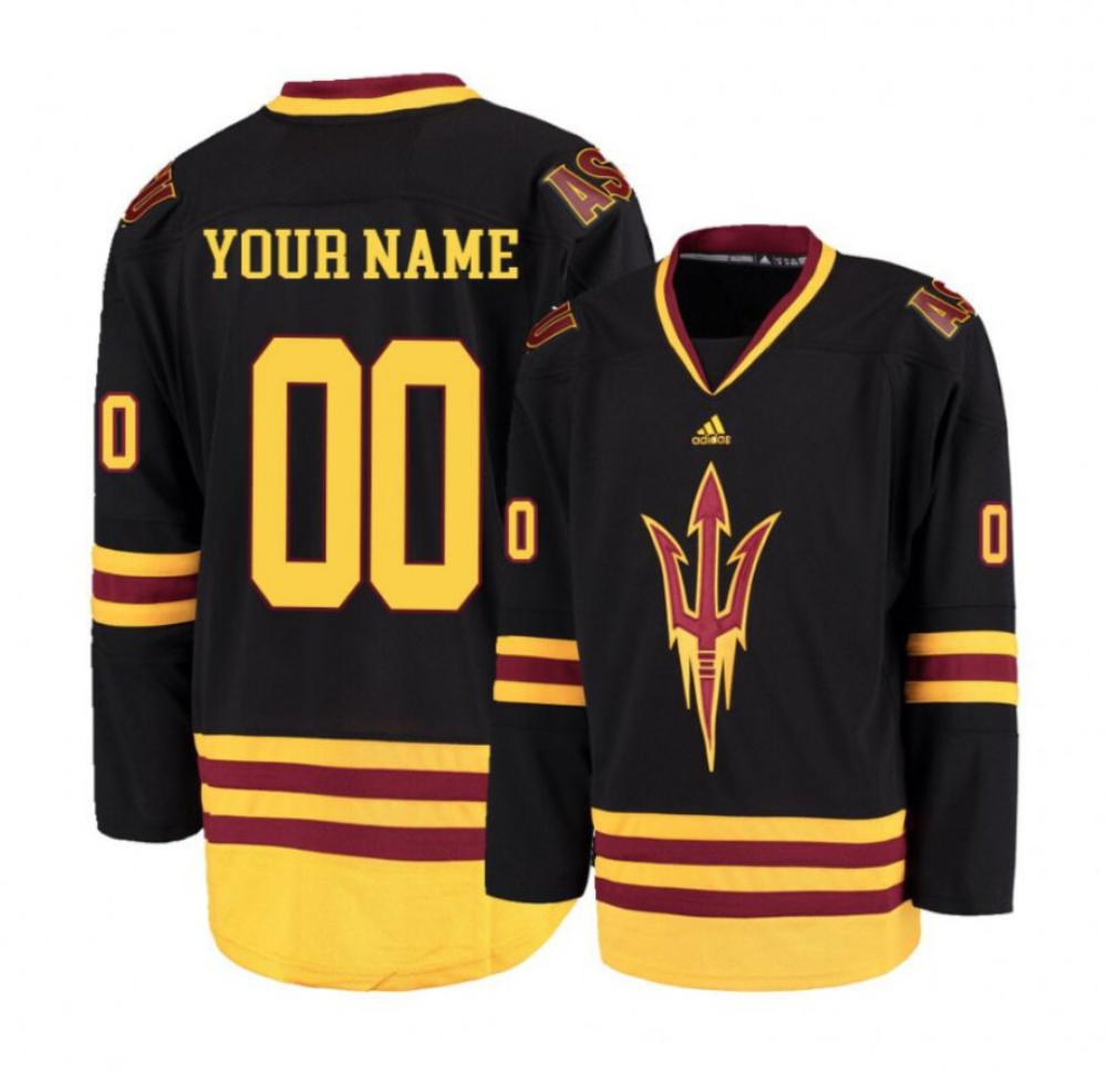 Mens Arizona State Sun Devils Black Custom Hockey Jersey