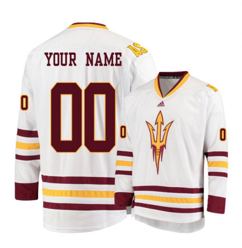 Mens Arizona State Sun Devils White Custom Hockey Jersey