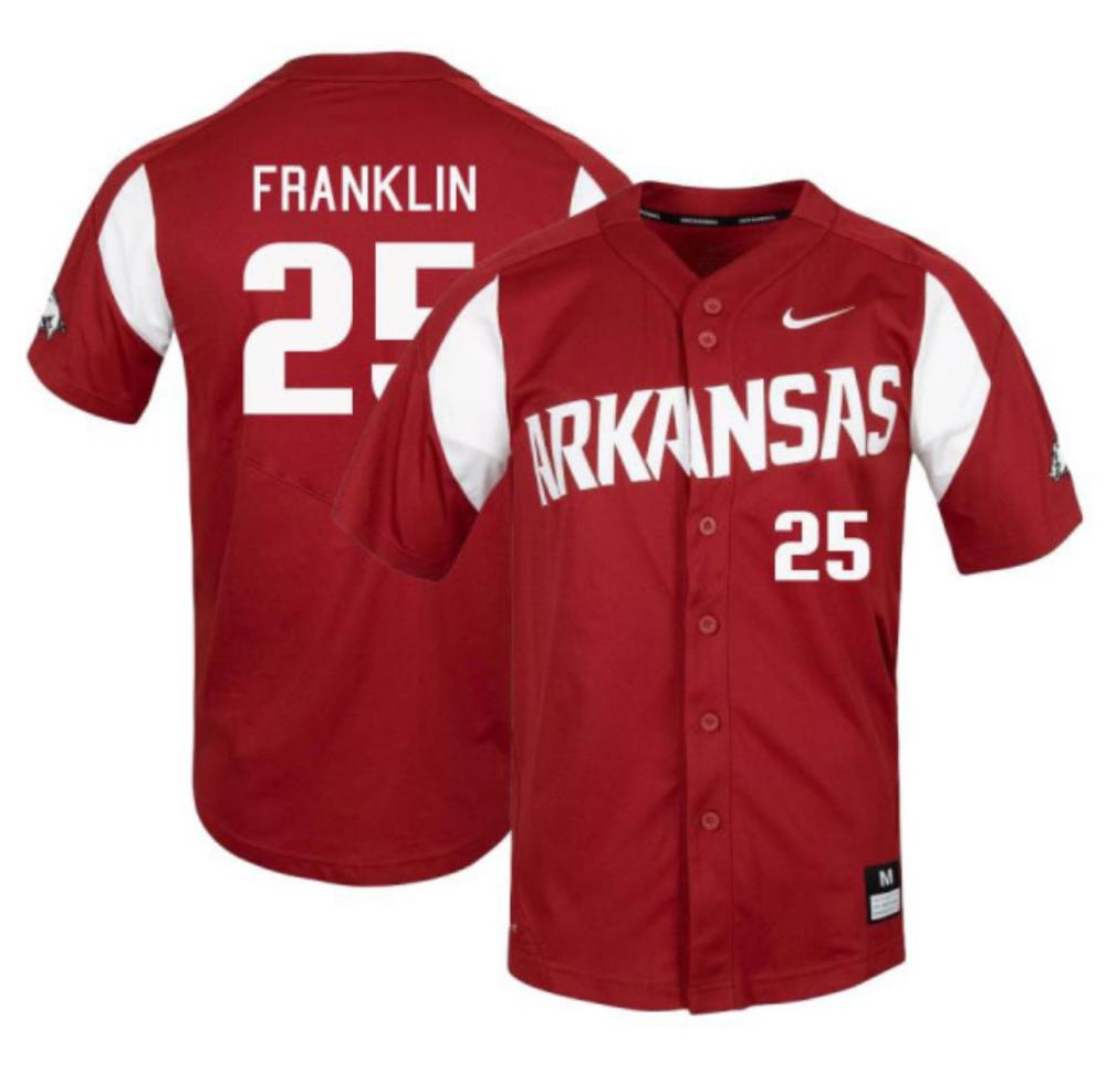 Mens Arkansas Razorbacks 25 Authentic Christian Franklin Alumni Jersey Cardinal