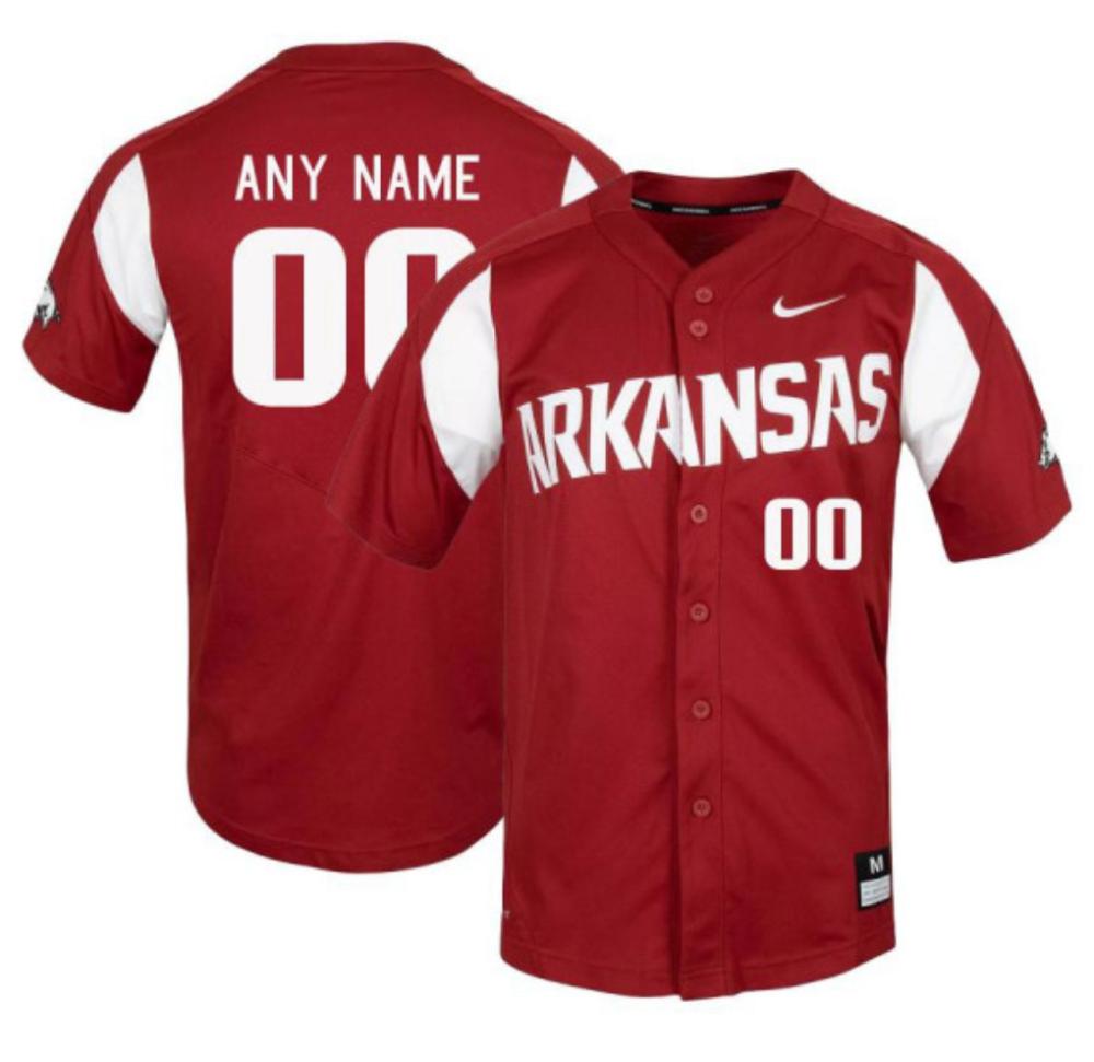 Mens Arkansas Razorbacks Authentic Custom Baseball Jersey Cardinal