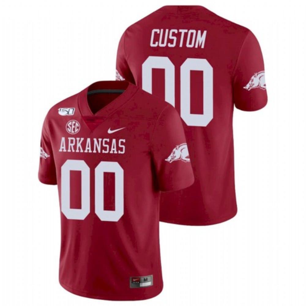 Mens Arkansas Razorbacks Cardinal Custom College Football Game Jersey