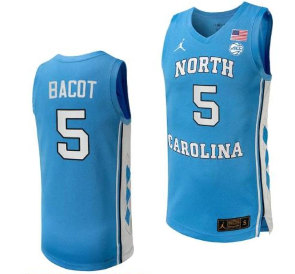 Mens Armando Bacot Jersey 5 North Carolina Tar Heels Basketball College Blue