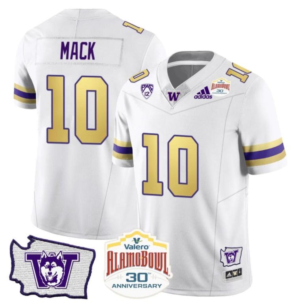 Mens Austin Mack Jersey 10 Washington Huskies Alamo Bowl Patch Football Husky