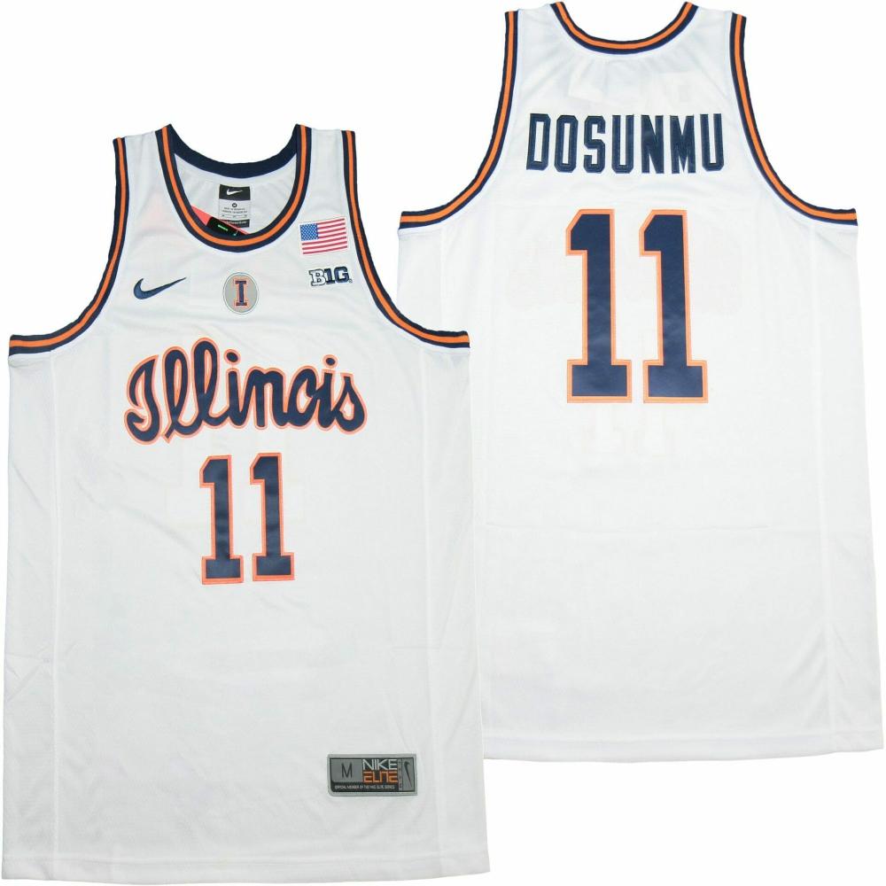 Mens Ayo Dosunmu Jersey Illinois Fighting Illini Ncaa Basketball White 11