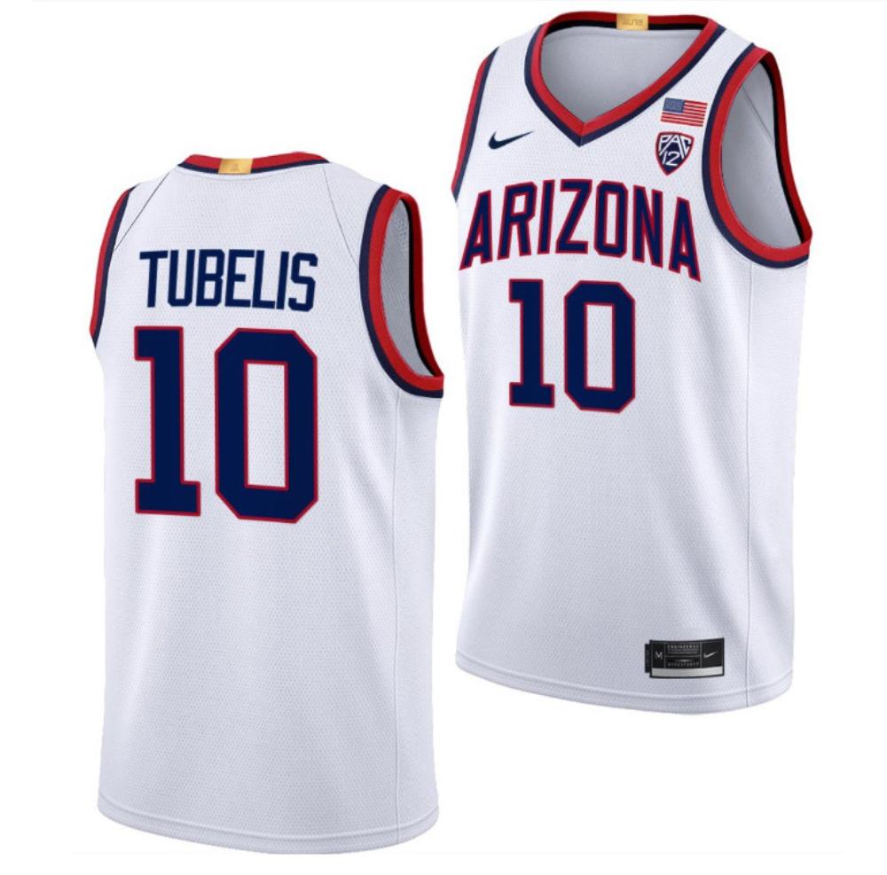 Mens Azuolas Tubelis Jersey 10 Arizona Wildcats College Basketball White