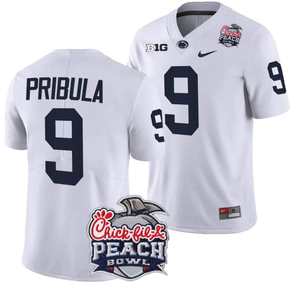 Mens Beau Pribula Jersey 9 Penn State Peach Bowl Patch 2024 College Football