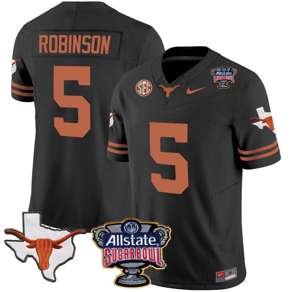 Mens Bijan Robinson Jersey 5 Texas Longhorns Football Black
