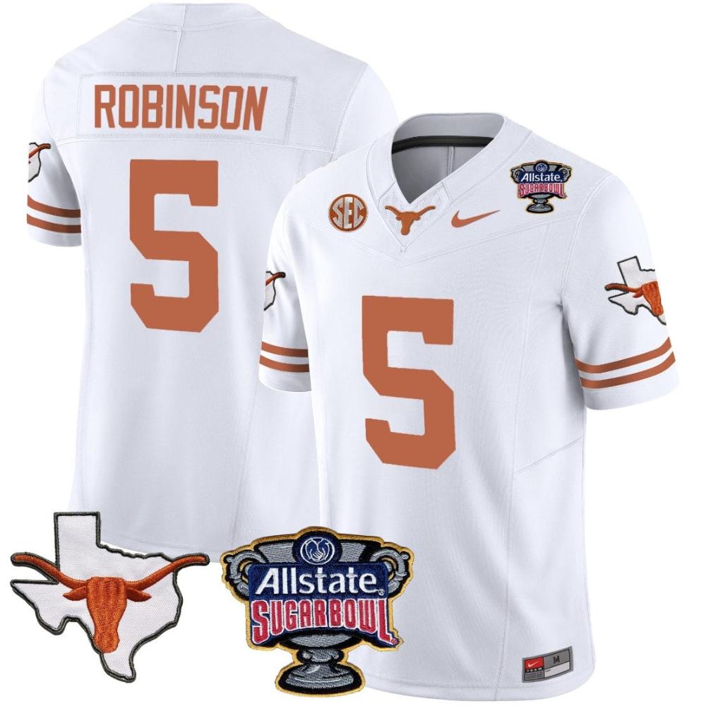 Mens Bijan Robinson Jersey 5 Texas Longhorns Football White