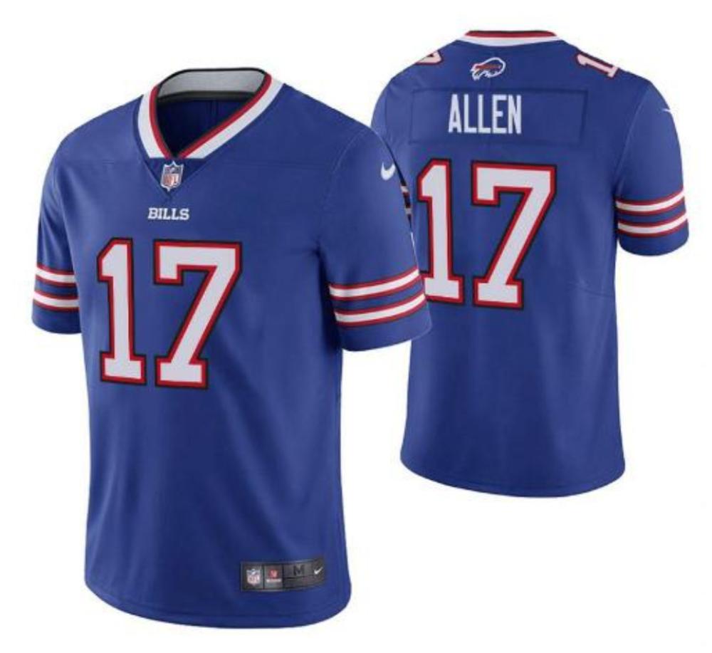 Mens Bills 17 Josh Allen Blue Stitched Limited Jersey