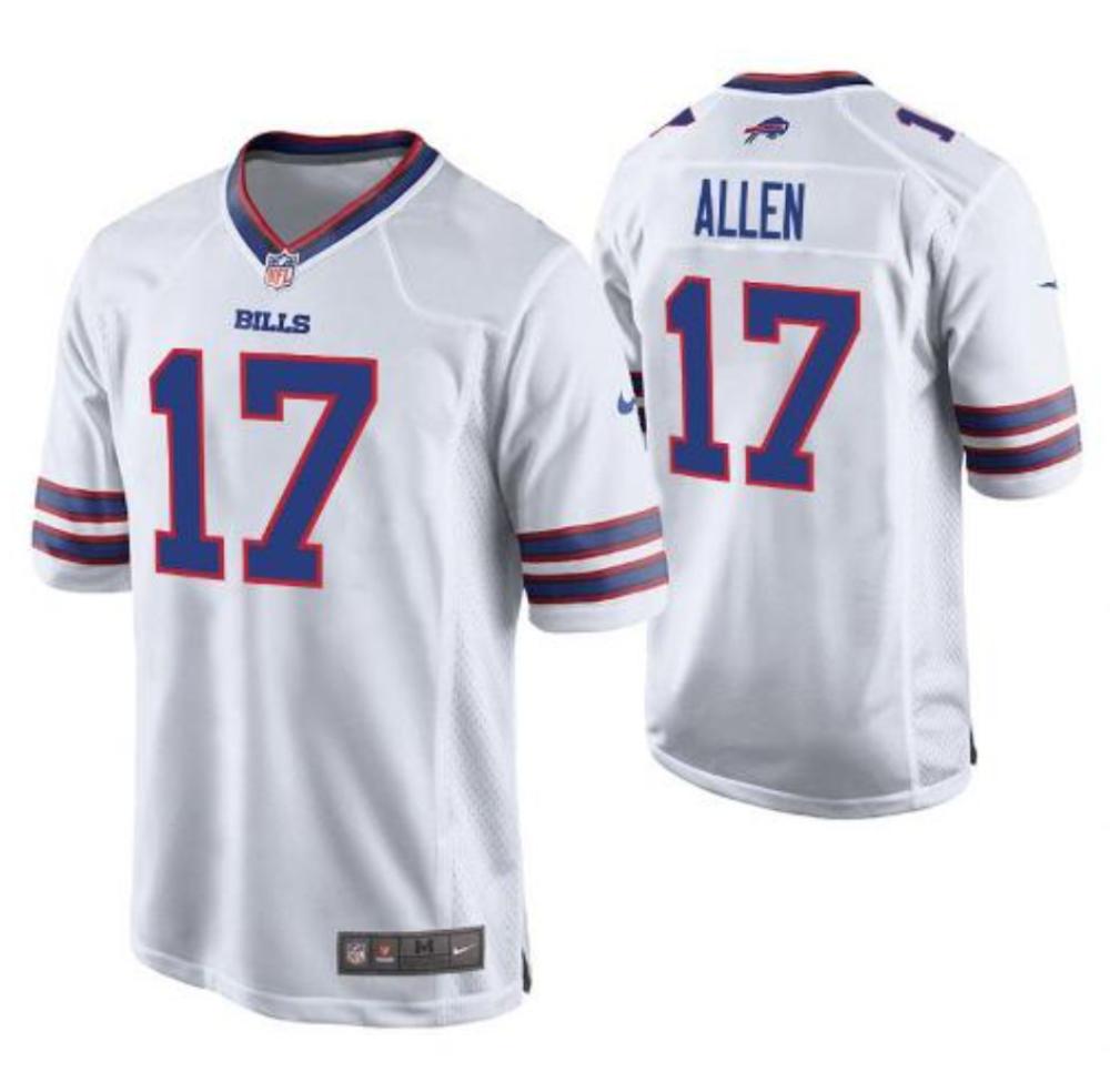 Mens Bills 17 Josh Allen White Stitched Limited Jersey