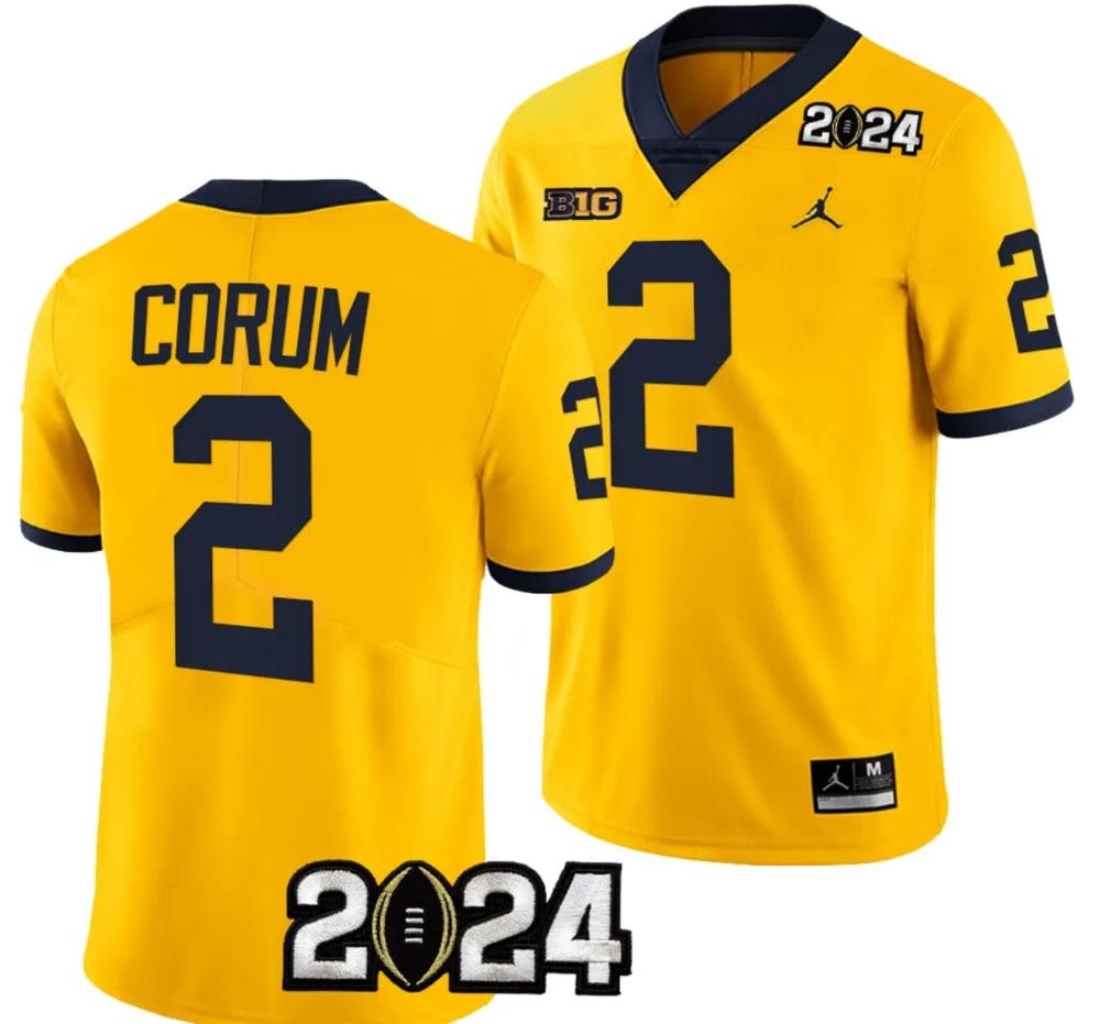 Mens Blake Corum Jersey 2 Michigan Wolverines 2024 Football National Champion