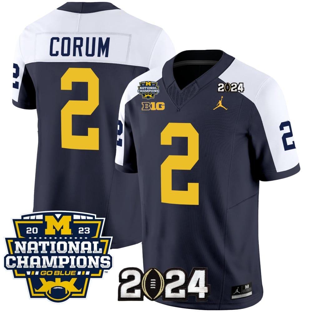 Mens Blake Corum Jersey 2 Michigan Wolverines 2024 National Champions Patch A