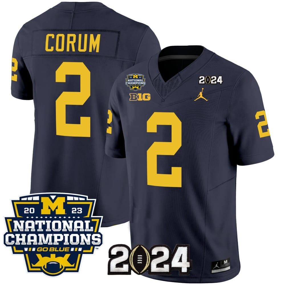 Mens Blake Corum Jersey 2 Michigan Wolverines 2024 National Champions Patch