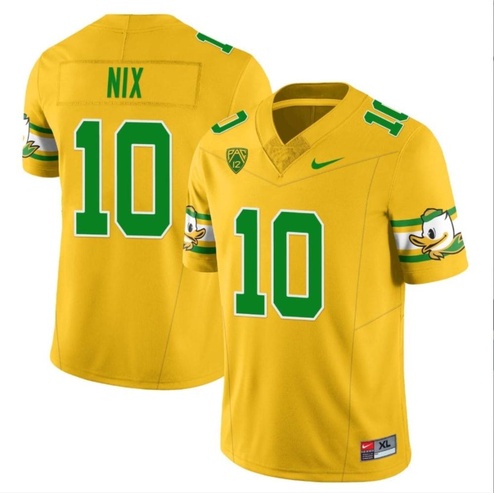 Mens Bo Nix Jersey 10 Oregon Ducks Mighty Oregon College Uniforms Yellow