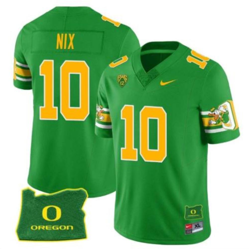 Mens Bo Nix Jersey 10 Oregon Ducks Mighty Oregon Throwback Football Green
