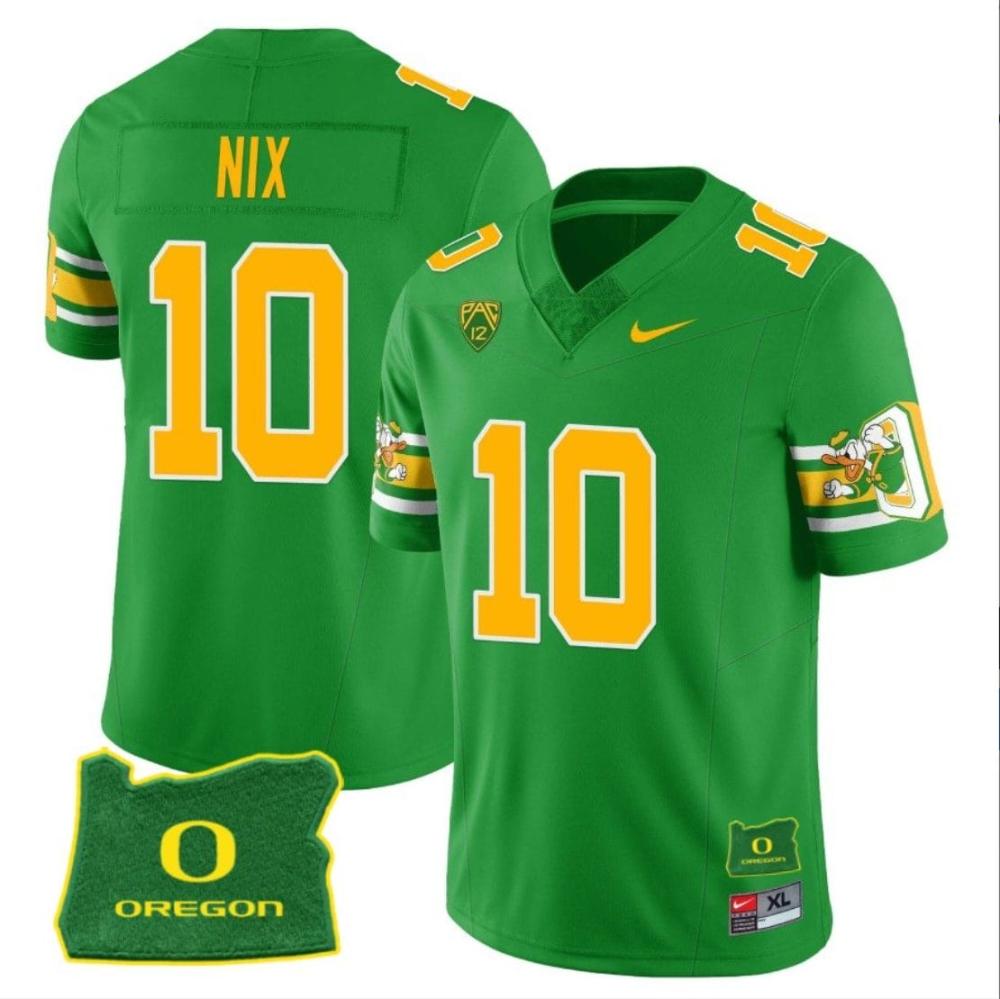 Mens Bo Nix Jersey 10 Oregon Ducks Mighty Oregon Throwback Football Greene7rkudu62q_74