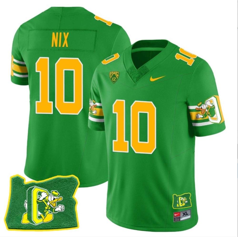 Mens Bo Nix Jersey 10 Oregon Ducks Mighty Oregon Throwback Football Ore