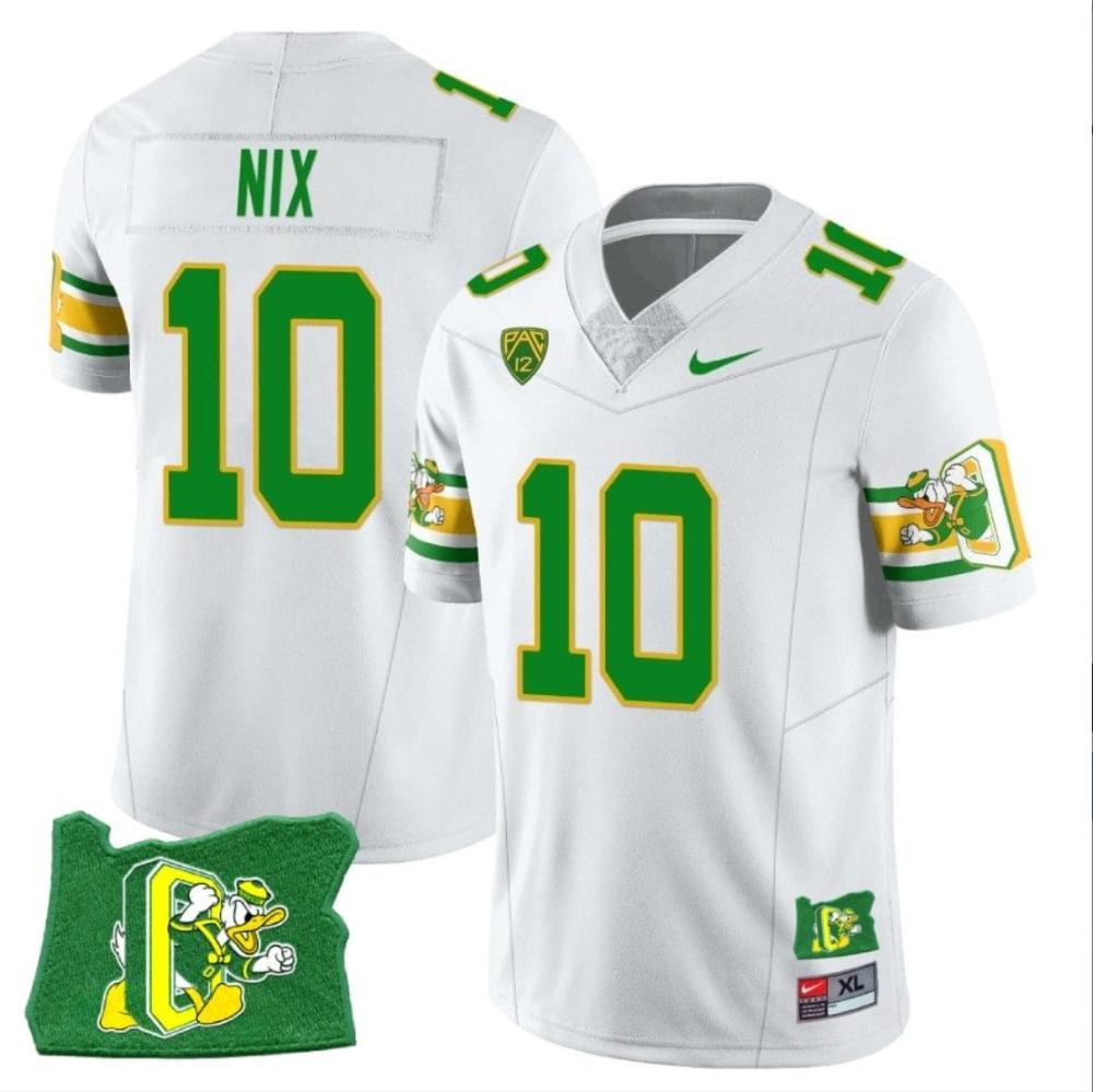 Mens Bo Nix Jersey 10 Oregon Ducks Mighty Oregon Throwback Football Oregon St
