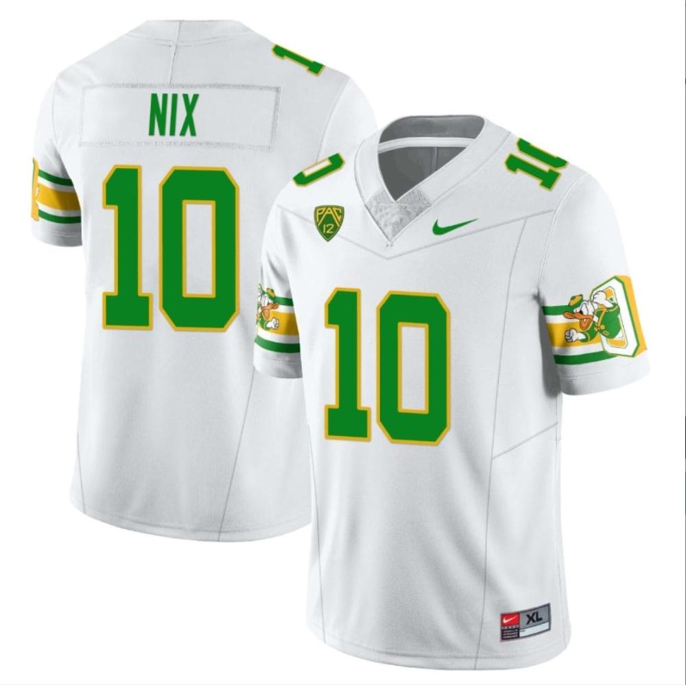Mens Bo Nix Jersey 10 Oregon Ducks Mighty Oregon Throwback White