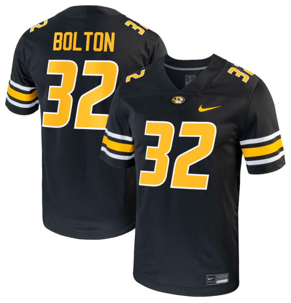 Mens Bolton 32 Jersey Missouri Tigers Nil Football Jersey   Black