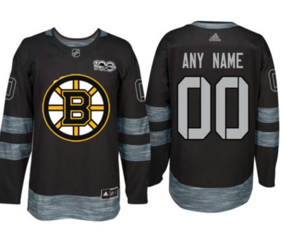 Mens Boston Bruins Black 1917 2017 100th Custom Jersey