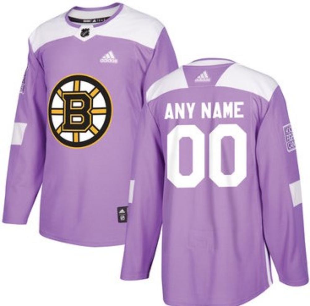 Mens Boston Bruins Purple Pink Custom Hockey Jersey
