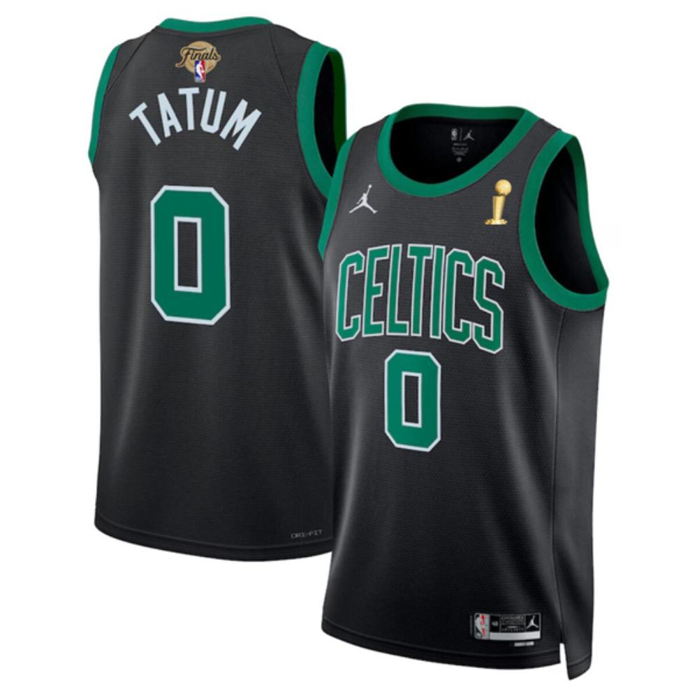 Mens Boston Celtics 0 Jayson Tatum Black 2024 Finals Champions Jersey