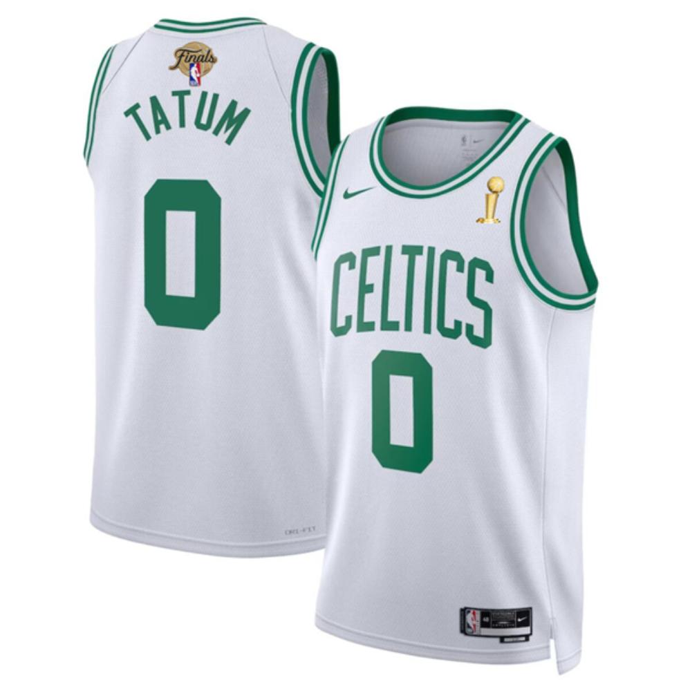 Mens Boston Celtics 0 Jayson Tatum White 2024 Finals Champions Jersey