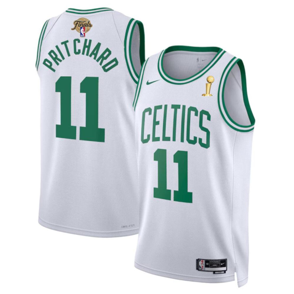 Mens Boston Celtics 11 Payton Pritchard White 2024 Finals Champions Jersey