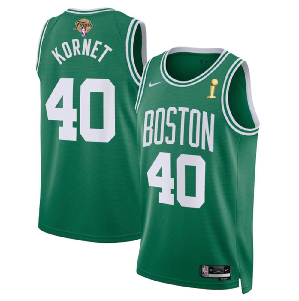 Mens Boston Celtics 40 Luke Kornet Kelly Green 2024 Finals Champions Jersey