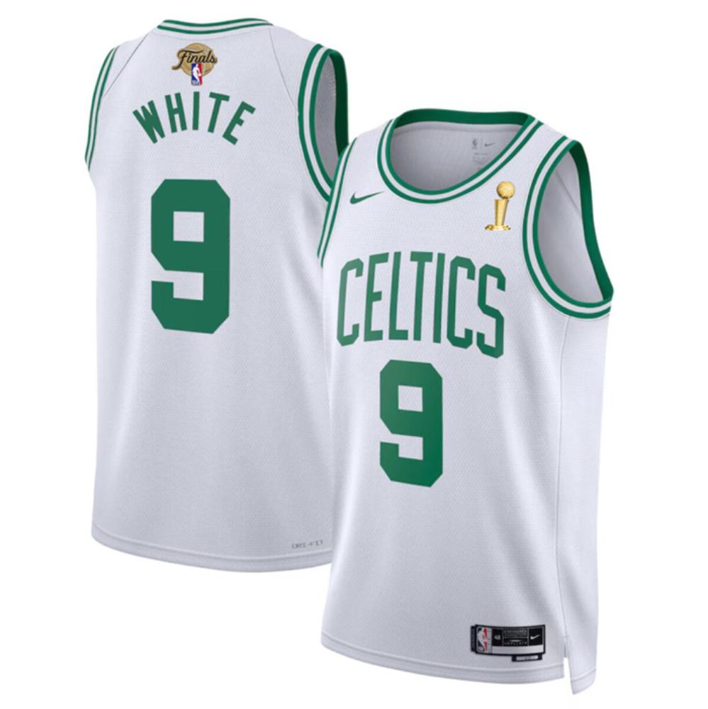 Mens Boston Celtics 9 Derrick White White 2024 Finals Champions Jersey