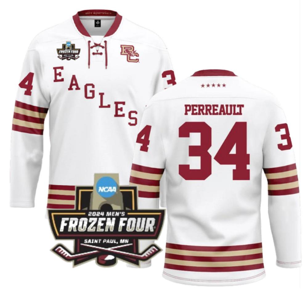 Mens Boston College Ice Hockey Gabe Perreault 34 White Jersey