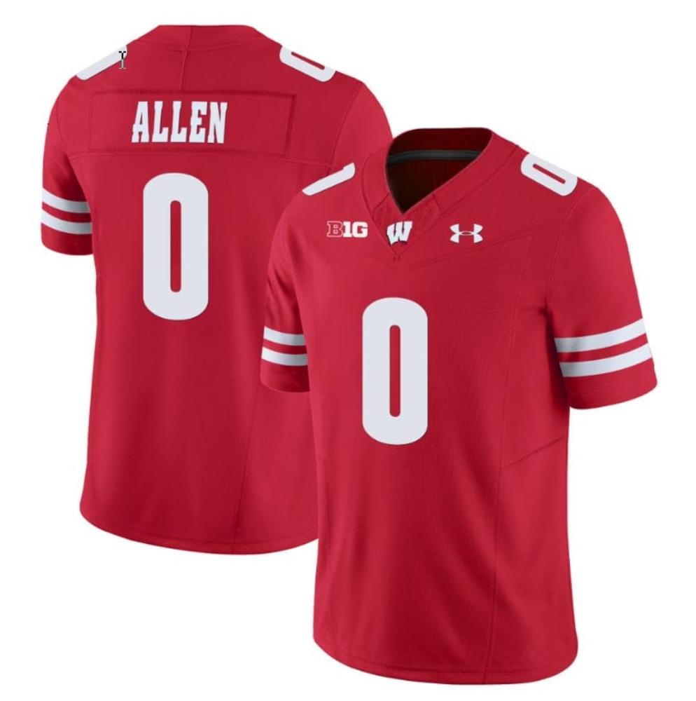 Mens Braelon Allen Jersey 0 Wisconsin Badgers Vapor Limited College Red