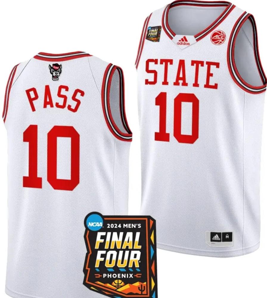 Mens Breon Pass Jersey 10 Nc State Wolfpack 2024 Ncaa Final Four White