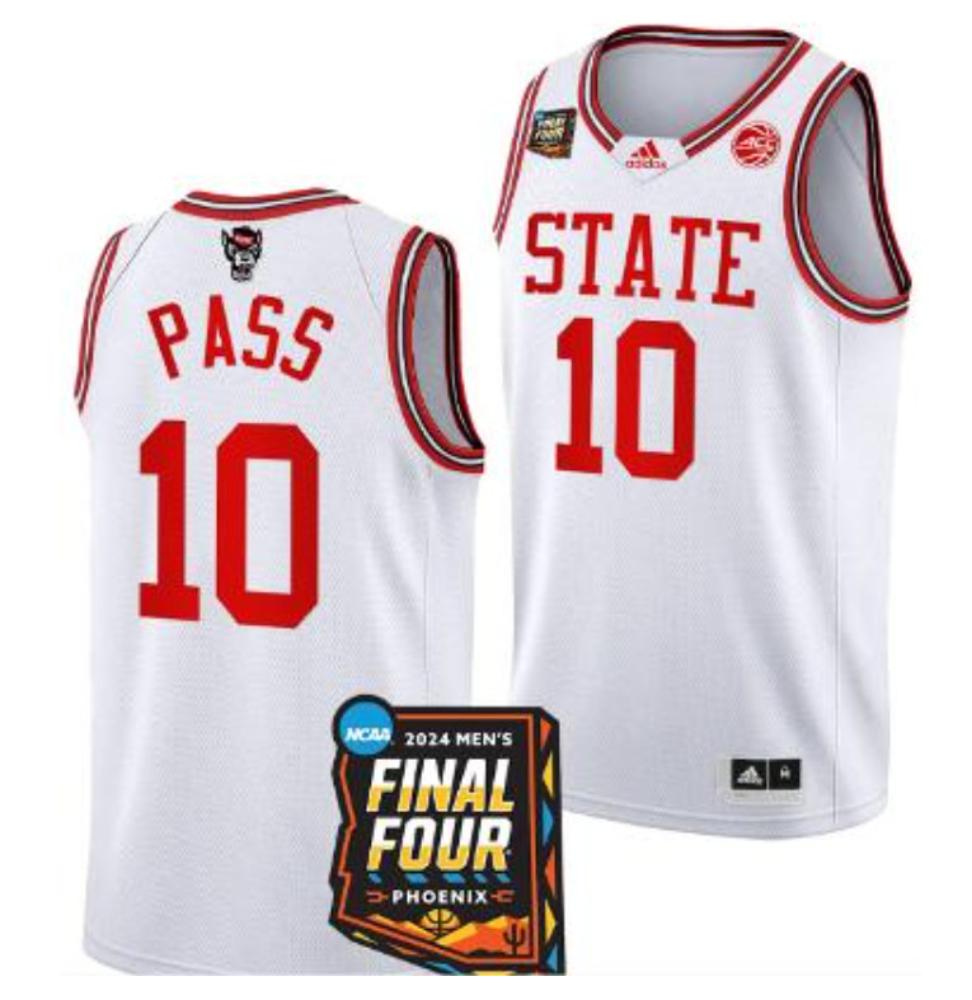 Mens Breon Pass Jersey 10 Nc State Wolfpack March Madness Final Four White