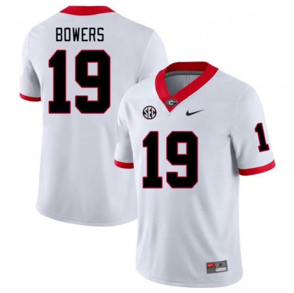 Mens Brock Bowers 19 White Jersey Georgia Bulldogs Football Stitched Jersey