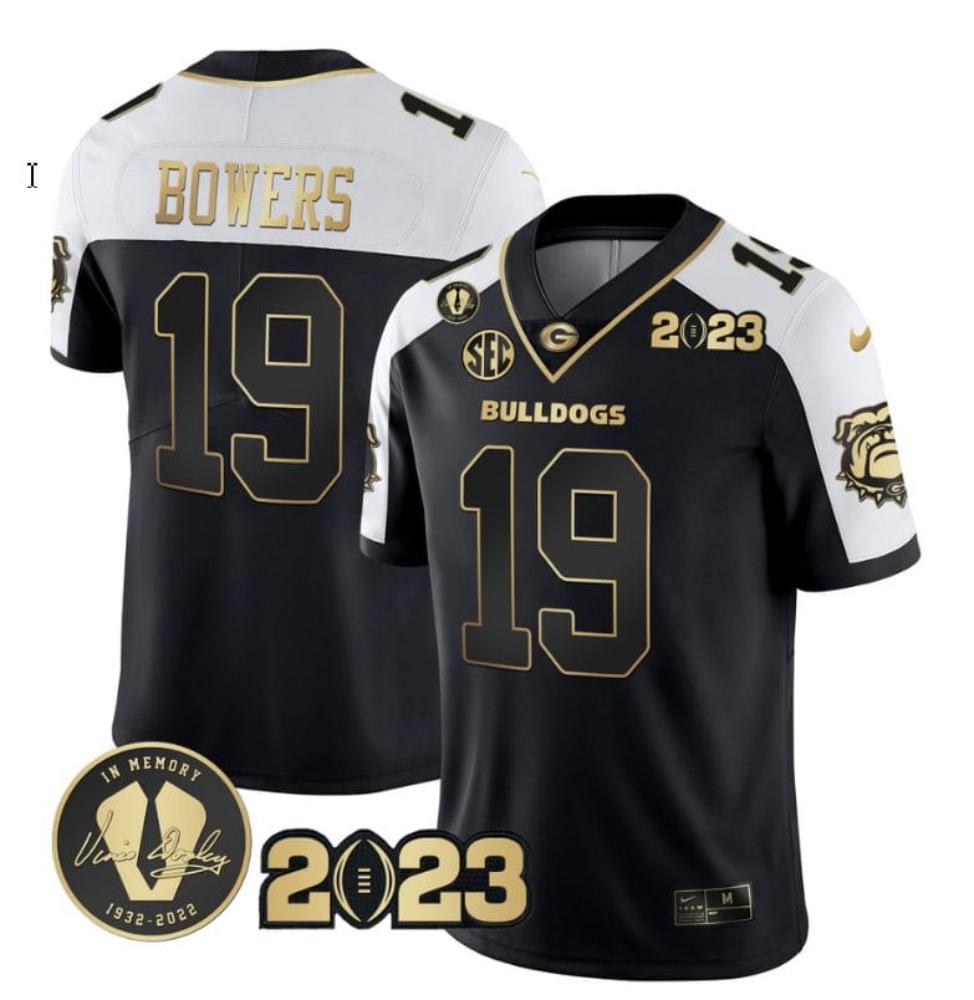Mens Brock Bowers Jersey 19 Georgia Bulldogs Football Alternate All Stitched