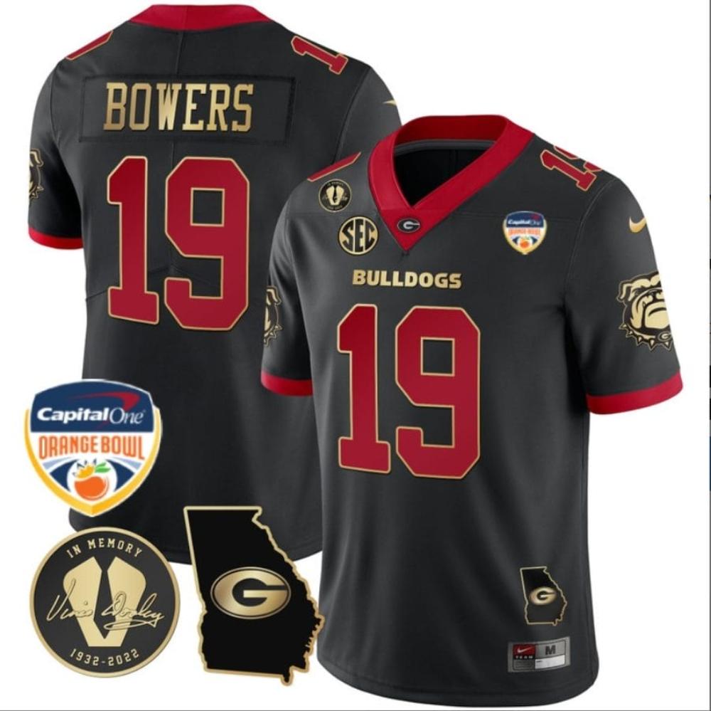 Mens Brock Bowers Jersey 19 Georgia Bulldogs Vapor Limited Orange Bowl Patch