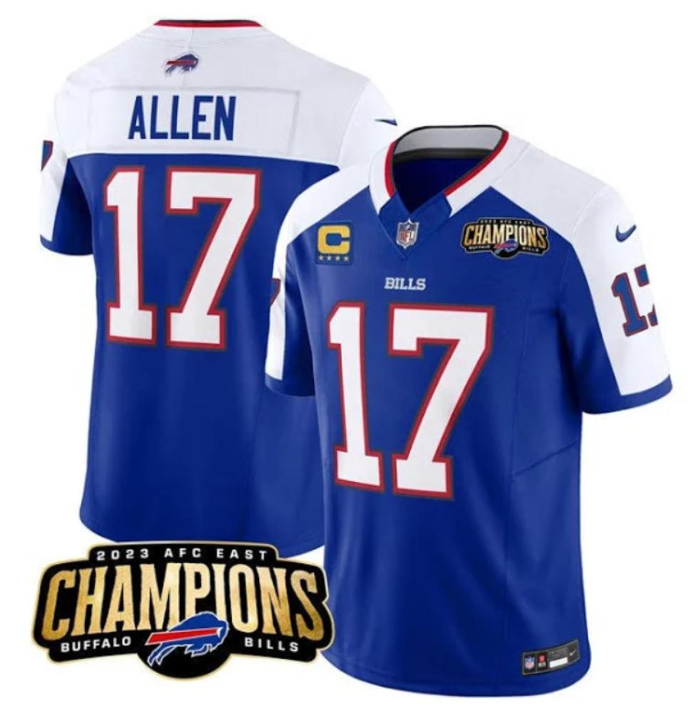 Mens Buffalo Bills Josh Allen Jersey 17 Football Blue White All Stitched
