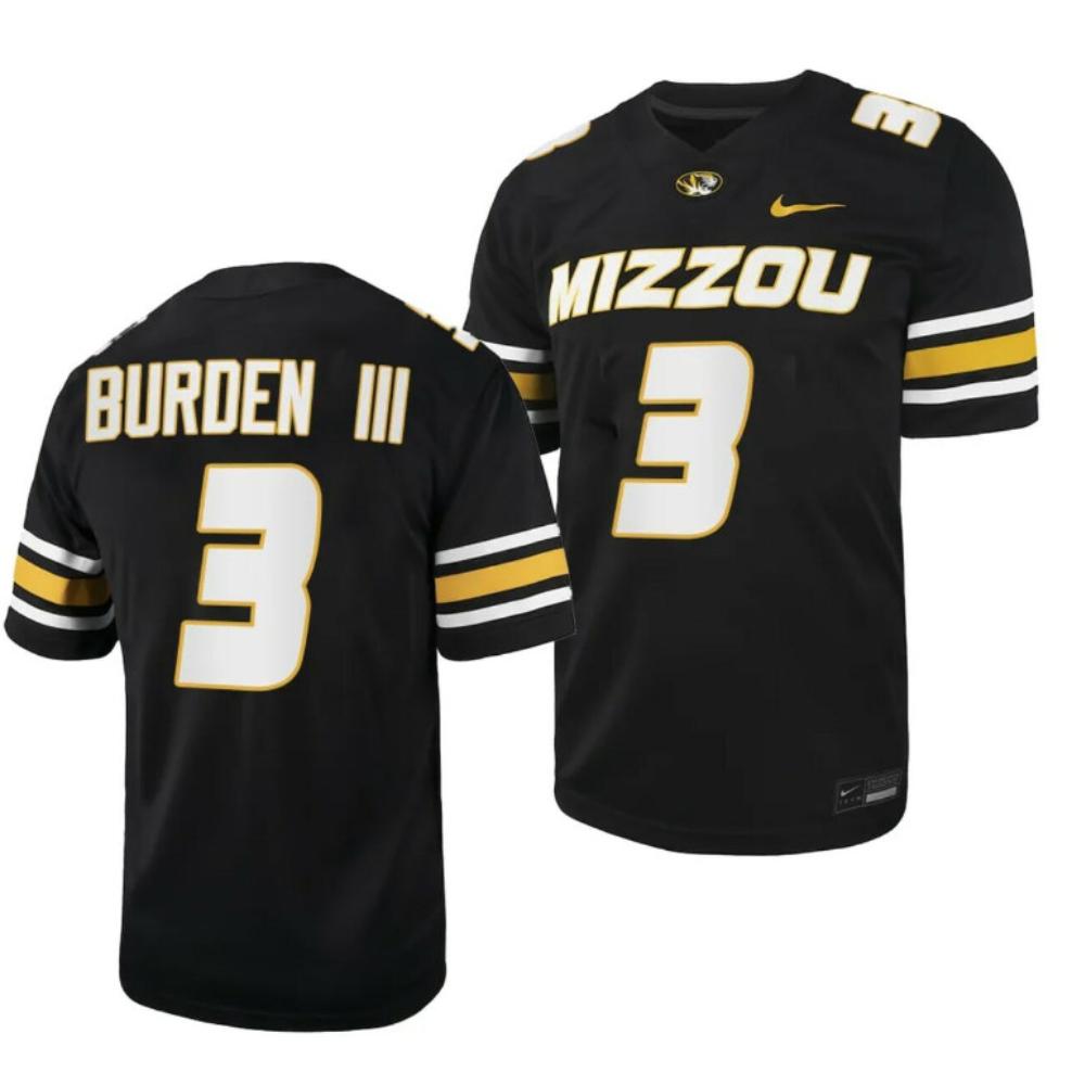 Mens Burden Iii 3 Jersey Missouri Tigers Nil Football Jersey   Black