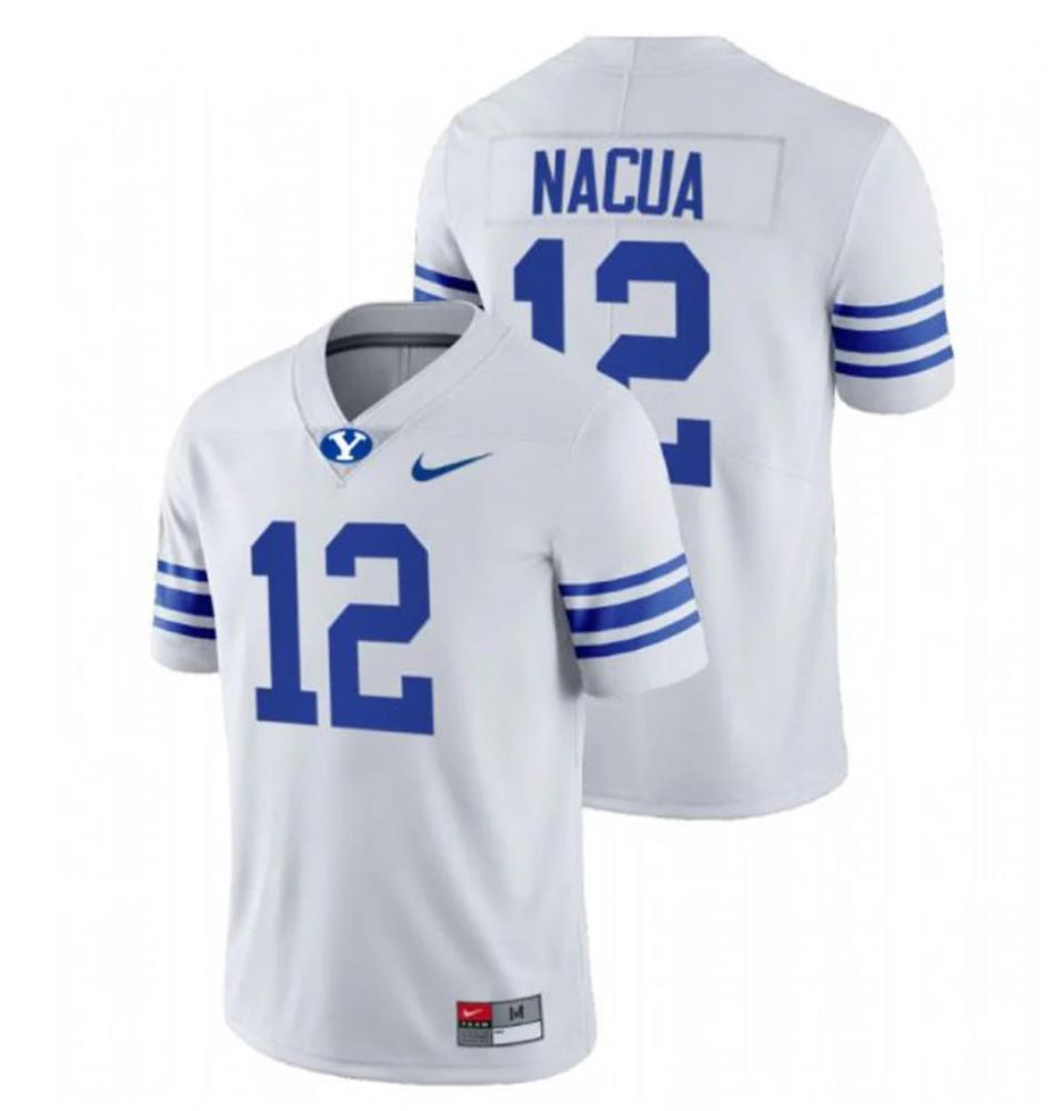 Mens Byu Cougars Ncaa Football Puka Nacua 12 White Jersey